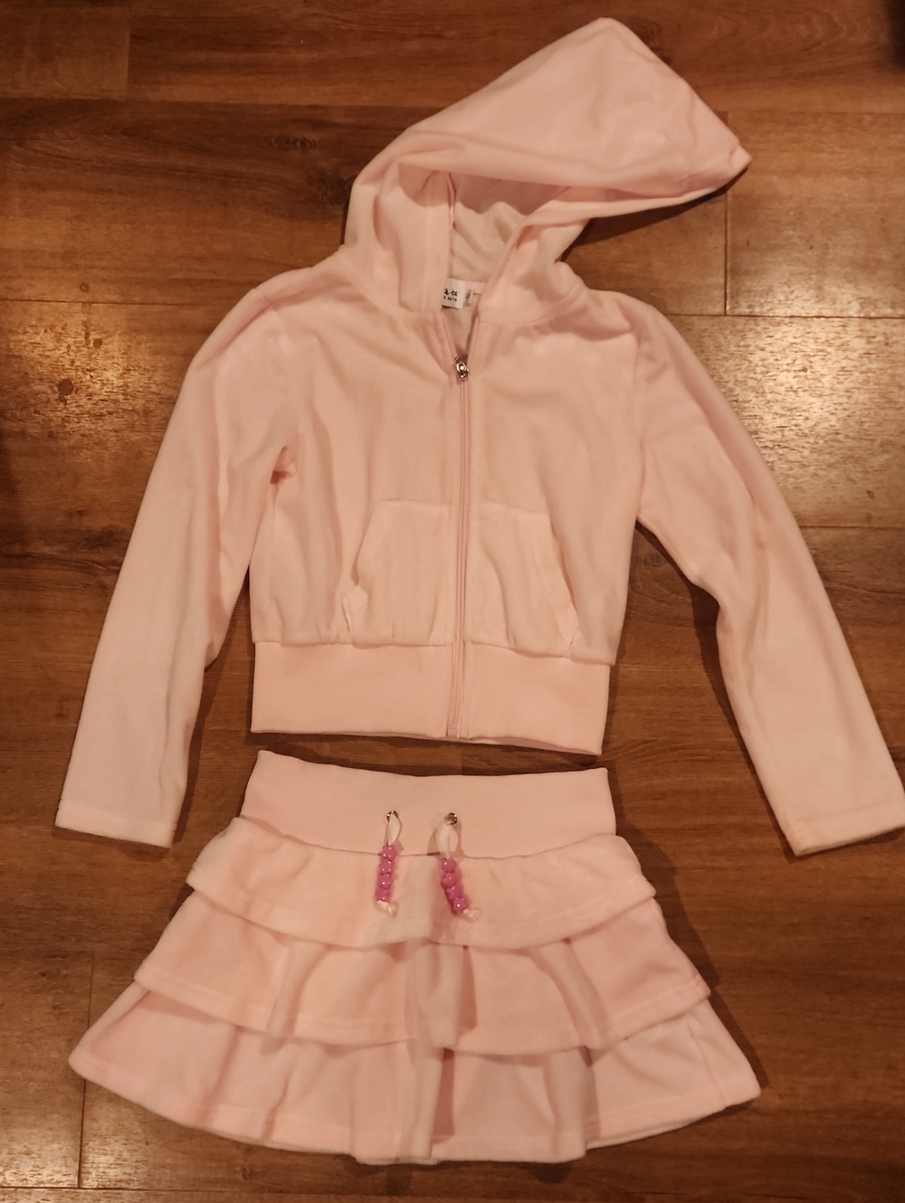 Lola + The Boys Velour Pink Hoodie & Tiered Skirt Set, Girls 10